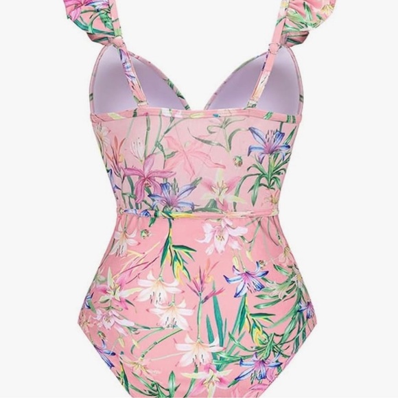 NWT Floral Pink Ruffle Swimsuit and Cover-Up Set, SMALL and MEDIUM available. - Picture 2 of 7